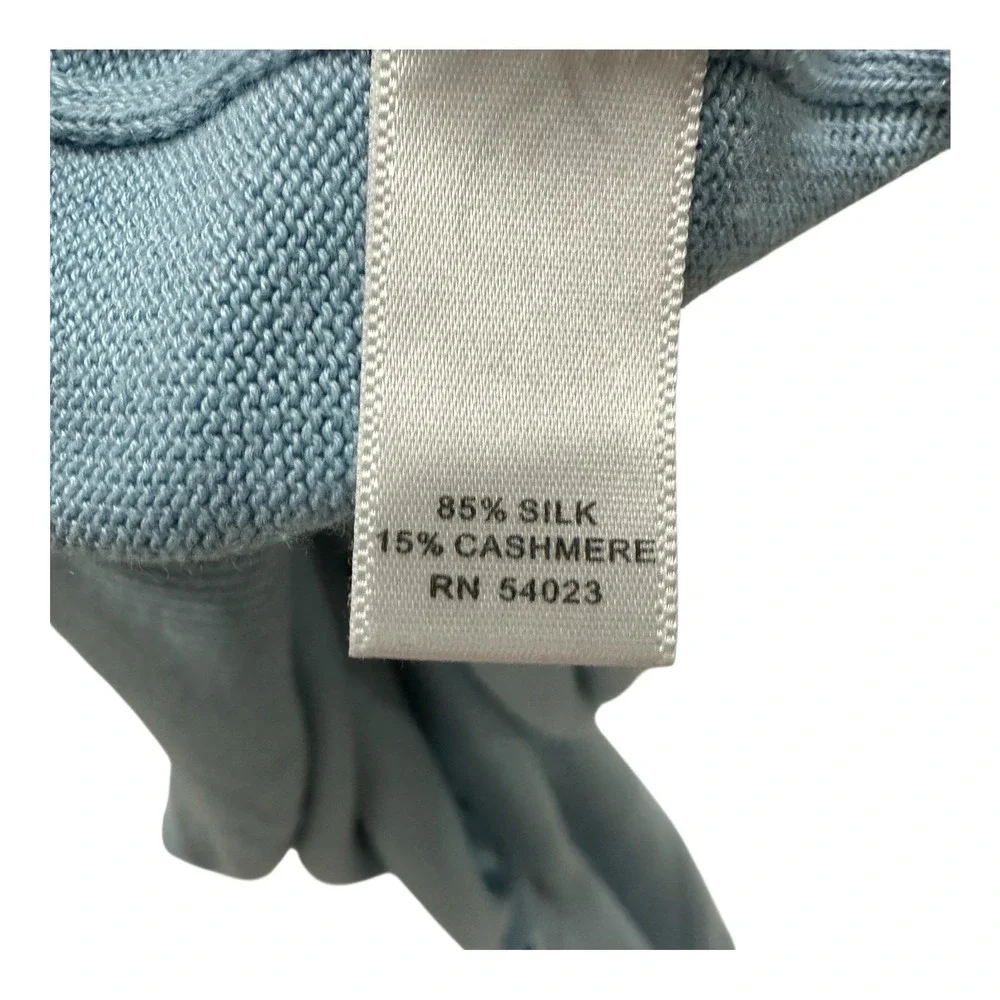 BANANA REPUBLIC Mens  XL Luxury Silk Cashmere‎ Blend Baby Blue V-Neck LS Sweater